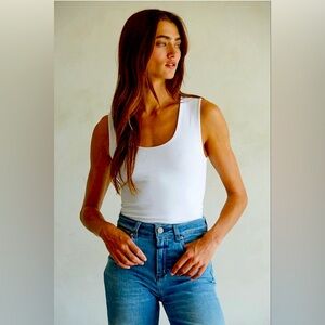 By Together White Fitted Sleeveless Tank Top